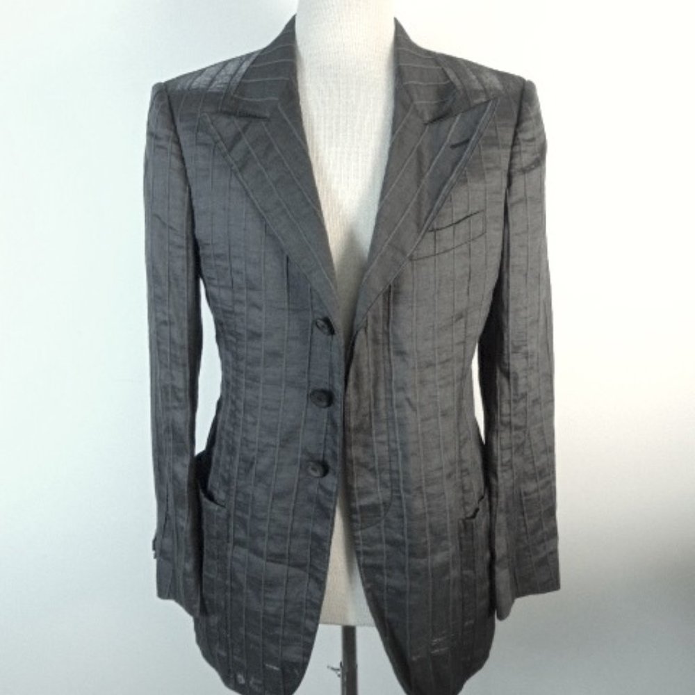 GIORGIO ARMANI black label ITALY linen metallic blazer Italy i46 38